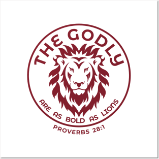 The Godly Are as Bold as Lions Proverbs 28:1 Bible Verse Posters and Art